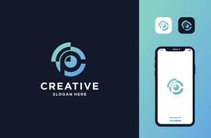 initial p with signal icon logo design inspirations vector