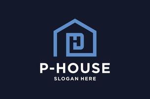 initial p and h combine with house logo design premium vector