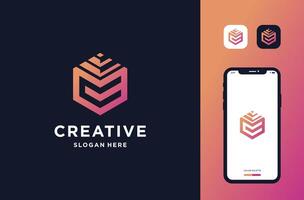 initial c with hexagon shape logo design inspiration vector