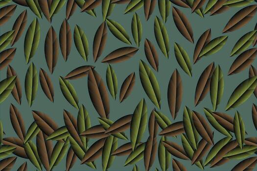 a pattern of leaves on a green background vector