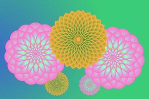 Background of various beautiful flowers, on a gradient color background vector