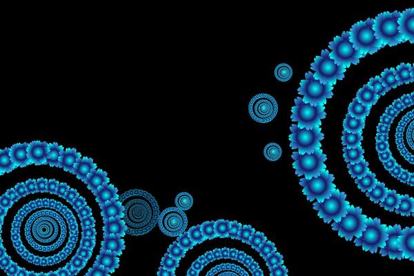 blue circles on black background