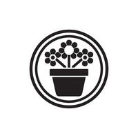 flowerpot silhouette logo icon design black and white vector