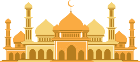 A large building with a dome and a crescent moon on top, golden mosque png