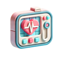 corazón monitor hospital tema 3d icono ilustración png