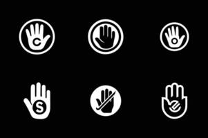set of hands silhouette logo icon design template black and white vector
