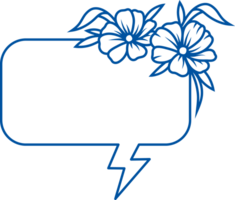 Rectangular conversation cloud with rounded corners for placing message or, decorated with flowers png