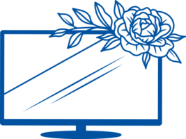 LCD desktop computer monitor with high-resolution matrix, decorated with large rose png