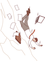 Loser business man falls off cliff due to mistake, or lack of professional experience and connections. Loser guy became victim of crisis and was thrown out of work during company downsizing png