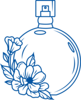 Floral perfume spray bottle in shape of ball is decorated with flowers and intended for aromatherapy png
