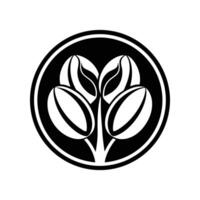 coffee beans silhouette icon logo design black and white vector