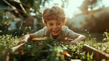 Child building a cardboard spaceship in a backyard, imagining interstellar adventures among the stars, cinematic lighting, irregular composition photo