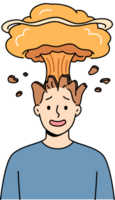 Man feels explosion in head due to brain overload with unnecessary data and lack of information hygiene. Overload causes nuclear boom for guy who has experienced sudden surge of anger and aggression png