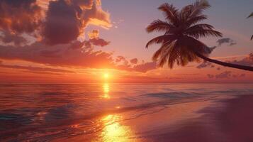 sunset on the beach. beautiful nature scene photo