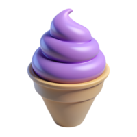 uva gelo creme dentro uma waffle cone 3d ícone isolado em a transparente fundo png