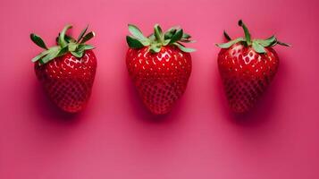 Strawberries photography on minimalist background photo