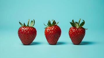 Strawberries photography on minimalist background photo