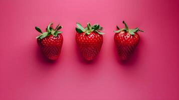 Strawberries photography on minimalist background photo