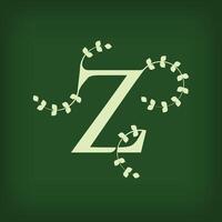 Premium leaf typography, Letter Z Initials Logo. Symbol icon design. Unique leaf combination. Flat Design. vector
