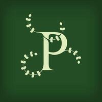 Premium leaf typography, Letter P Initials Logo. Symbol icon design. Unique leaf combination. Flat Design. vector
