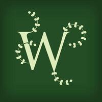 Premium leaf typography, Letter W Initials Logo. Symbol icon design. Unique leaf combination. Flat Design. vector