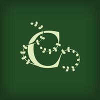 Premium leaf typography, Letter C Initials Logo. Symbol icon design. Unique leaf combination. Flat Design. vector