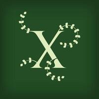 Premium leaf typography, Letter X Initials Logo. Symbol icon design. Unique leaf combination. Flat Design. vector