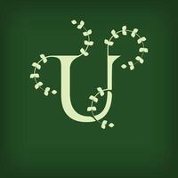 Premium leaf typography, Letter U Initials Logo. Symbol icon design. Unique leaf combination. Flat Design. vector