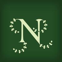 Premium leaf typography, Letter N Initials Logo. Symbol icon design. Unique leaf combination. Flat Design. vector