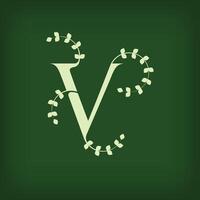 Premium leaf typography, Letter V Initials Logo. Symbol icon design. Unique leaf combination. Flat Design. vector
