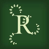 Premium leaf typography, Letter R Initials Logo. Symbol icon design. Unique leaf combination. Flat Design. vector