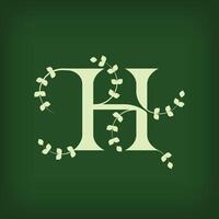 Premium leaf typography, Letter H Initials Logo. Symbol icon design. Unique leaf combination. Flat Design. vector