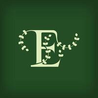 Premium leaf typography, Letter E Initials Logo. Symbol icon design. Unique leaf combination. Flat Design. vector
