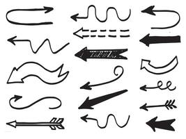 doodle design elements. hand drawn arrows isolated on white background. vector