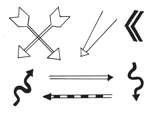 doodle design elements. hand drawn arrows isolated on white background.