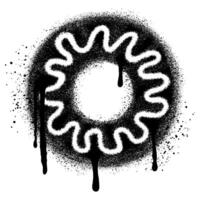Donut logo in urban graffiti style with black spray paint. vector