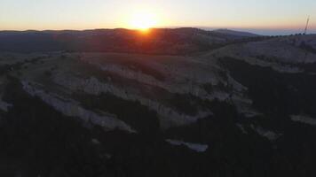 Aerial view of Mount Ai-Petri mount on the Crimea peninsula video