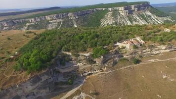Drone view on the cave city Chufut-Kale video