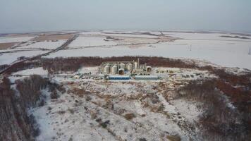 Drone view of the agricultural complex on a winter morning video