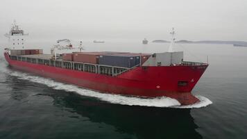 Drone view of the multipurpose vessel in motion video
