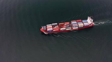 Drone view of the a container vessel in motion video