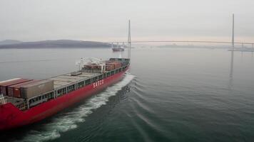 Drone view of the multipurpose vessel in motion video
