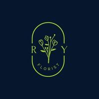 logo simple leaf latter R Y. design vector