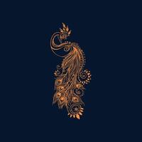 peacock pattern design with gold color vector