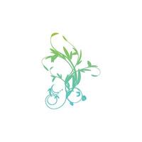 floral pattern design with gradient green and blue color vector