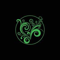 engraving pattern design with green color vector