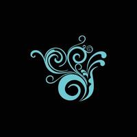 engraving pattern design with blue color vector