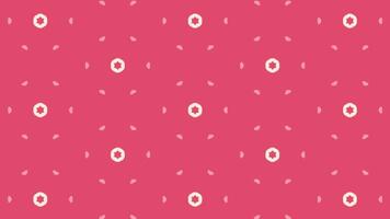 Seamless loop animation of pink background with repeating pattern of white floral and geometric shapes, Ideal for backgrounds, presentations, or textile designs video