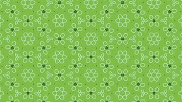 Seamless loop animation of green background with repeating pattern of white floral and geometric shapes, Ideas for backgrounds, presentations video