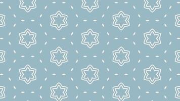 Seamless loop animation of blue background with repeating pattern of white floral shapes, Ideal for backgrounds, presentations, or textile designs video